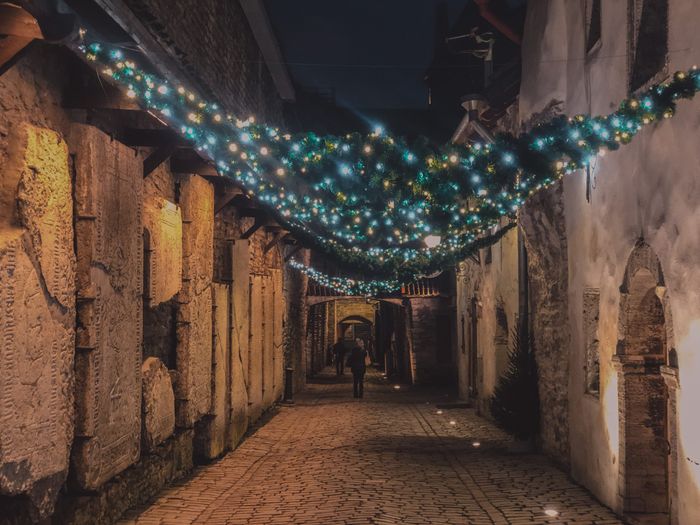 Christmas lights in the St. Catherine's passage in Tallinn, Estonia