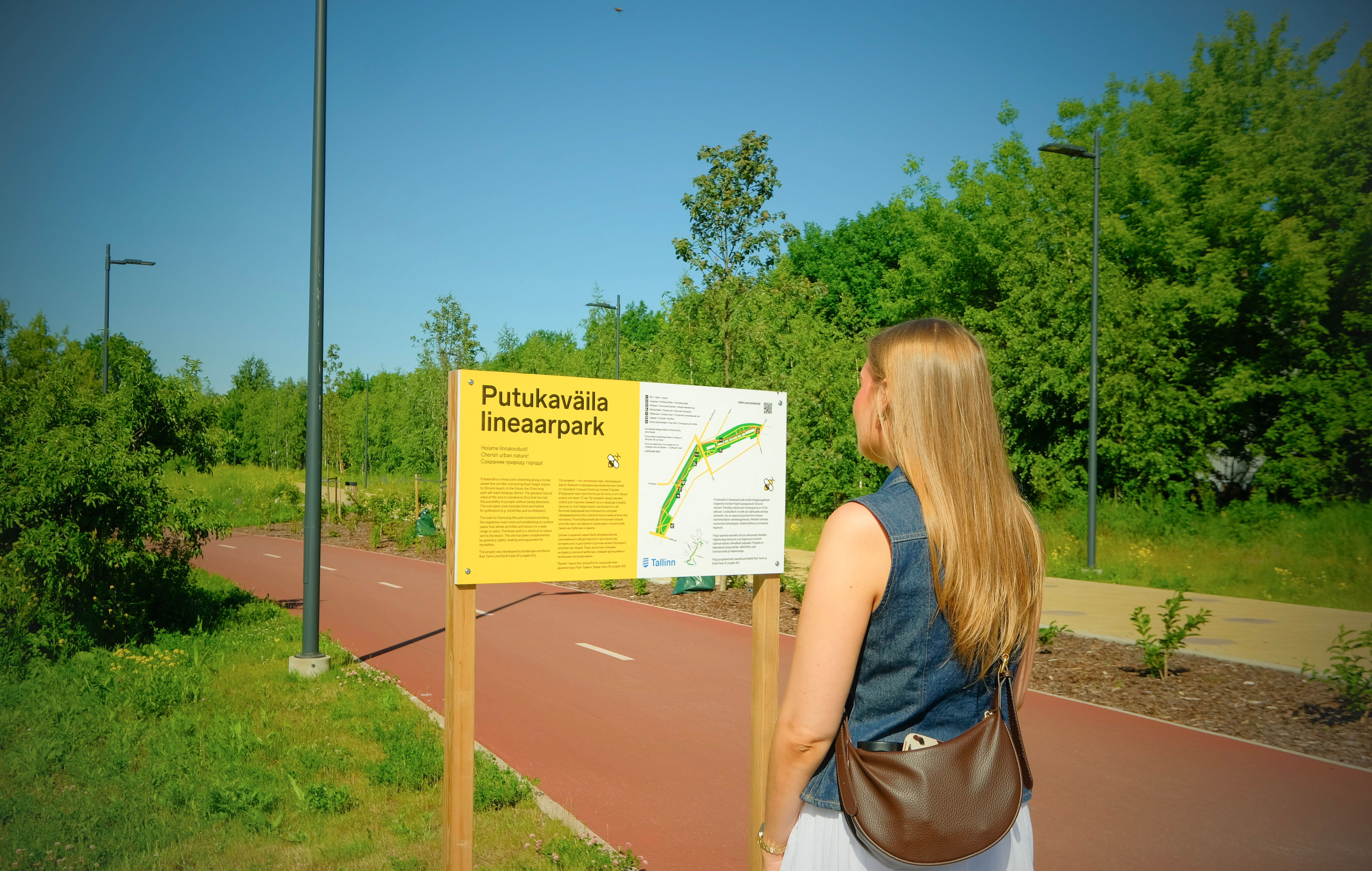 Putukav&auml;ila infotahvel Pelgulinnas Tallinnas tutvustab rohelise linnakoridori ja tolmeldajate elupaiku.