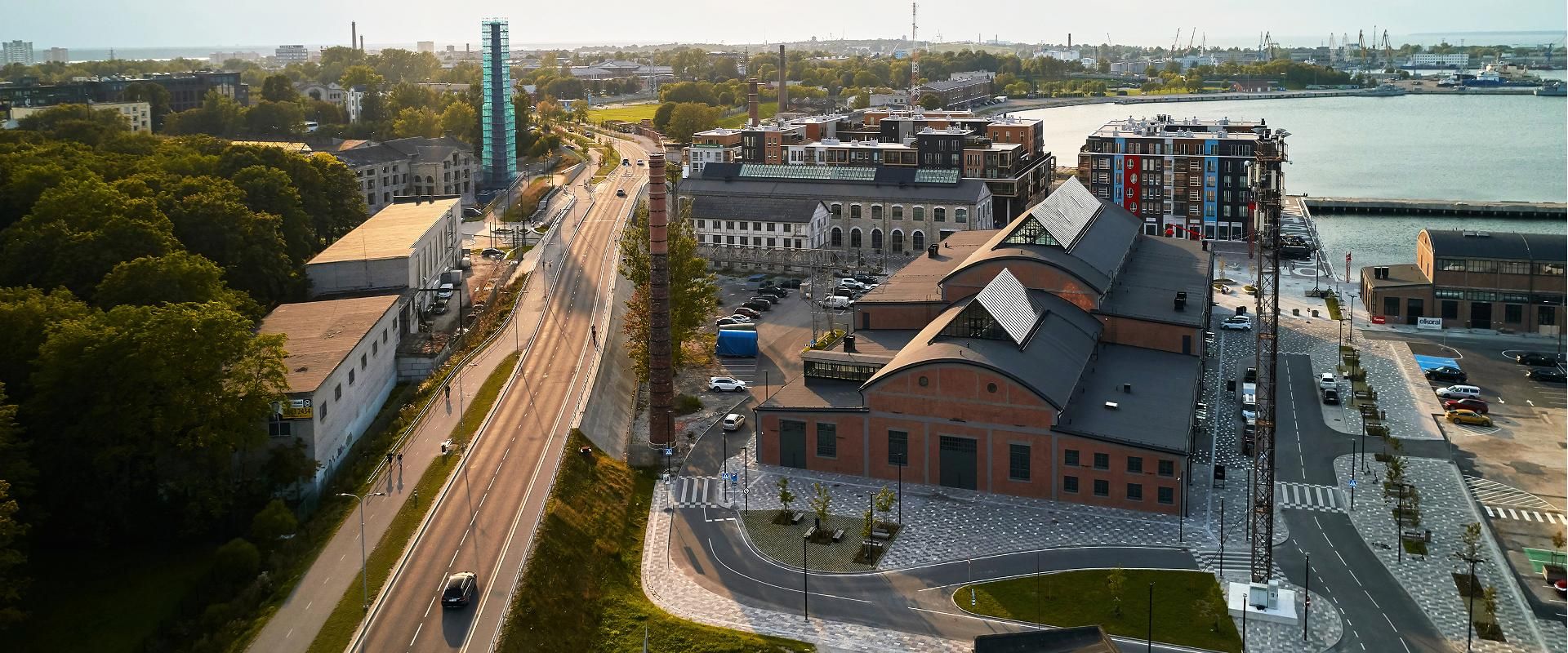 View of the Proto discovery factory and the sea.