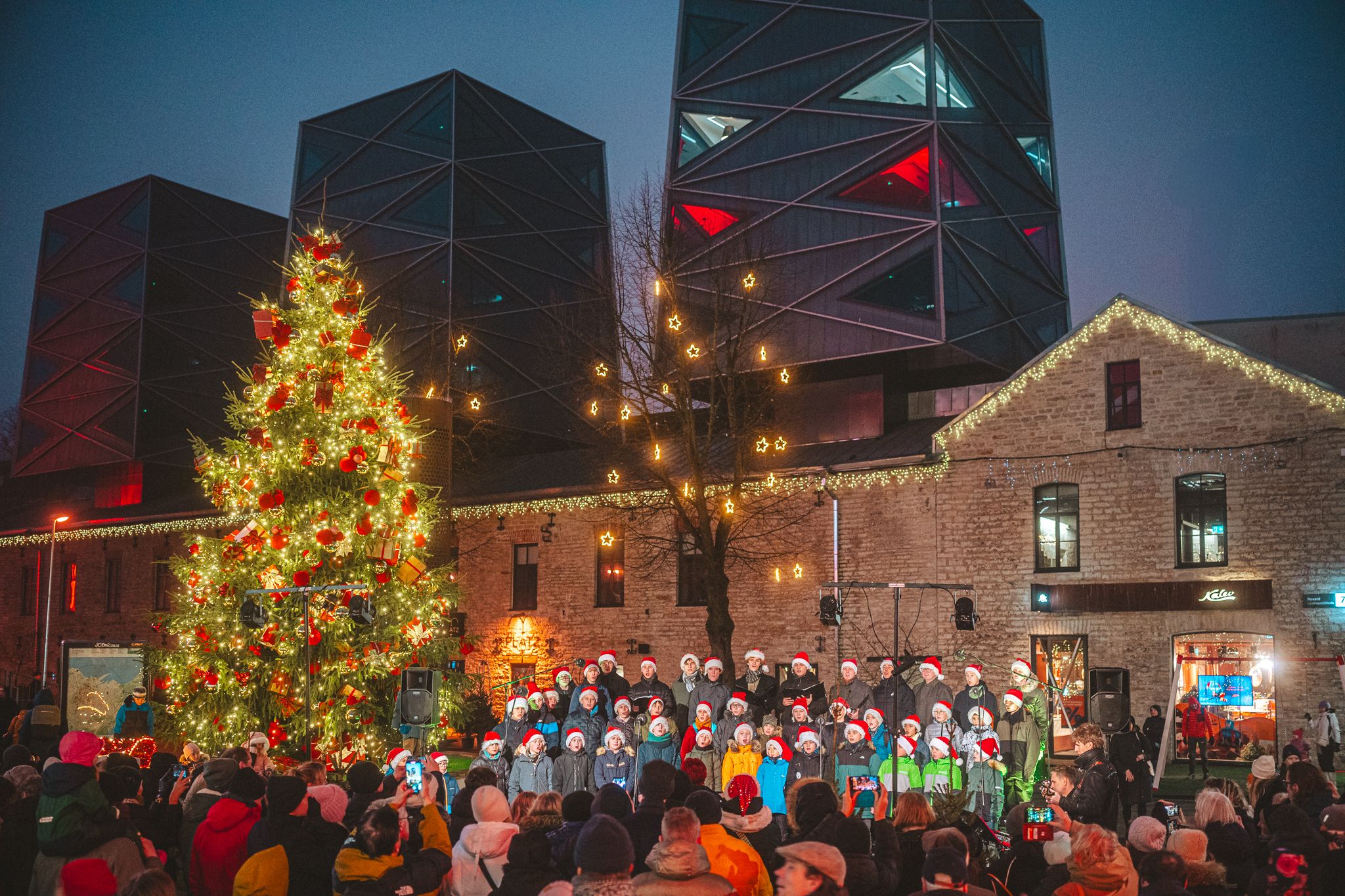 Christmas tree at Rotermann Quarter in Tallinn, Estonia