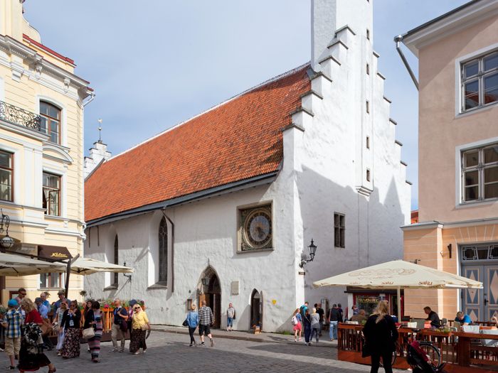 View of the Holy Spirit Church in the Old Town of Tallinn, Estonia