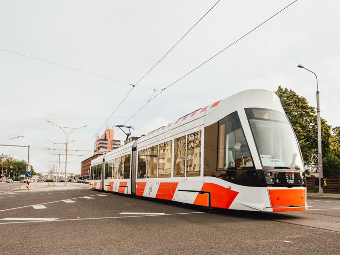 Orange tram in Tallinn, Estonia Photo: Kajar Kattai