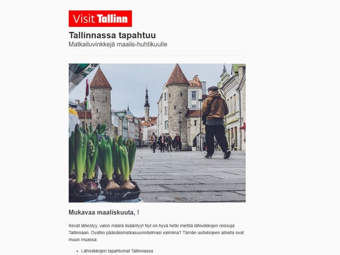 Visit Tallinn newsletters in Finnish - subscribe!