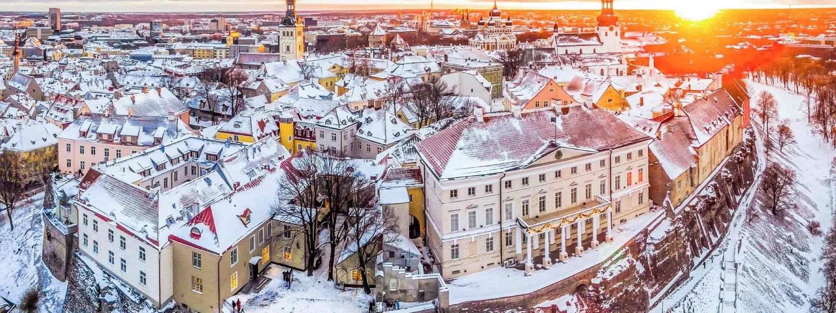 Snow in the Old Town of Tallinn, Estonia